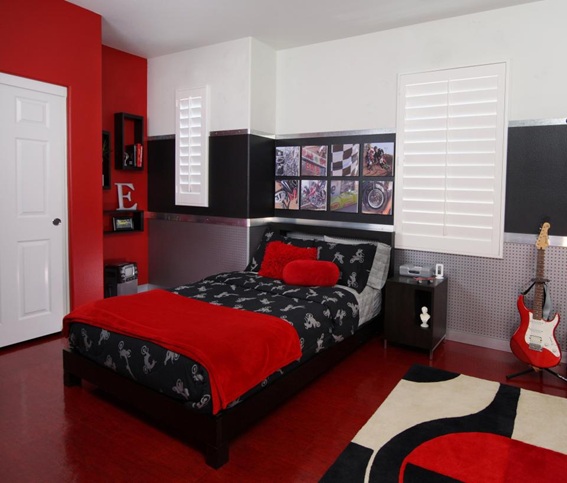 deco dormitorio varon rojo y blanco - Buscar con Google | Dormitorios