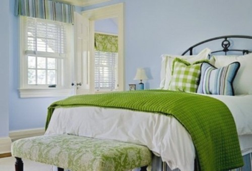 dormitorio verde y celeste