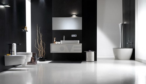 baño blanco y negro contemporáneo