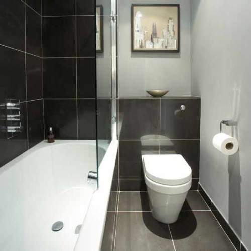 baño moderno en color gris