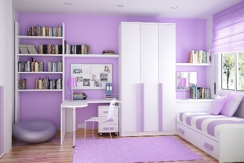 dormitorio pequeño lila