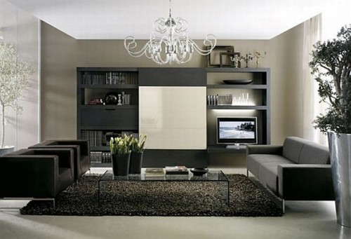 sala elegante sofas negros