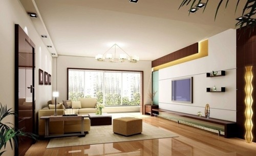 sala moderna con mueble tv