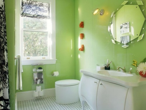 baño paredes verde manzana