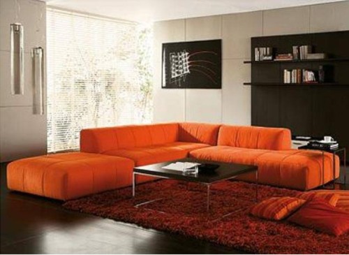 sala sofa naranja