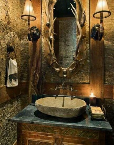 diseño baño rustico
