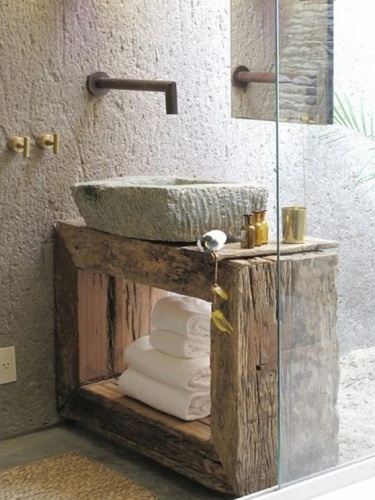 diseño baño rustico