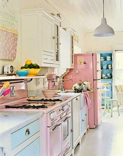 cocina color rosa