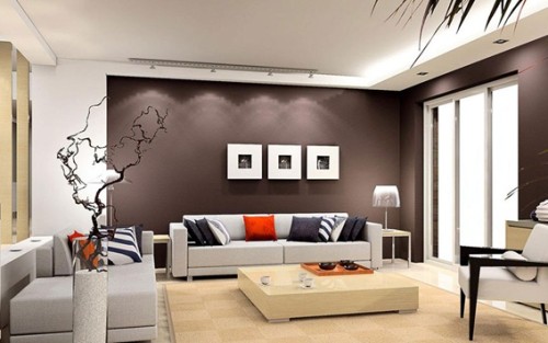 sala moderna pared marron