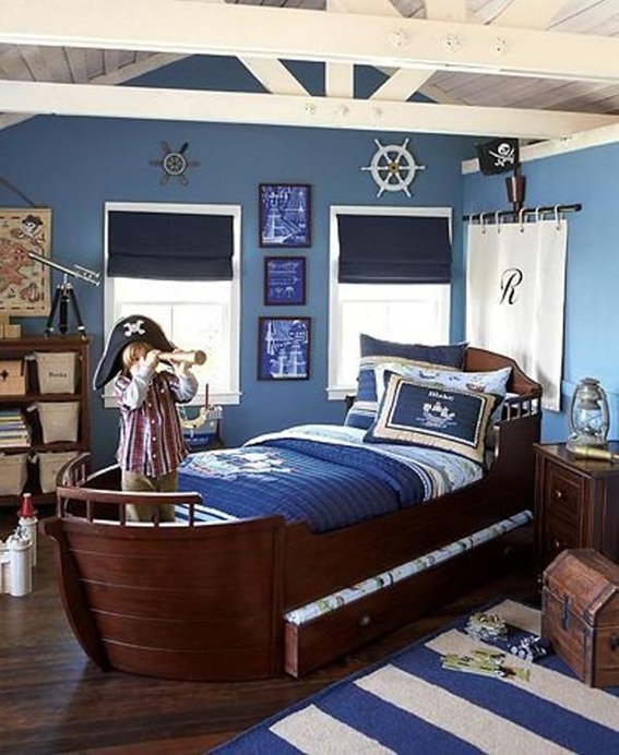 dormitorio decorado azul