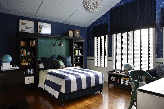 dormitorio decorado azul