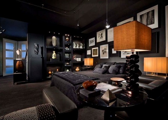 foto de dormitorio paredes color negro