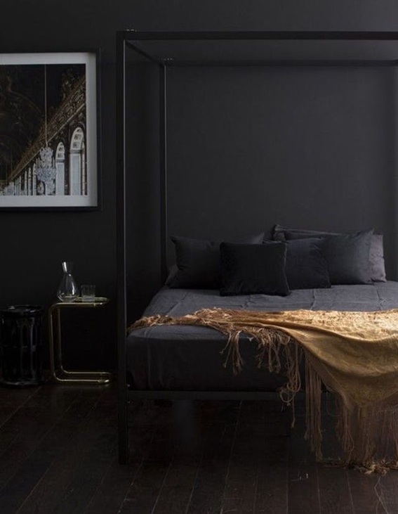 foto de dormitorio paredes color negro