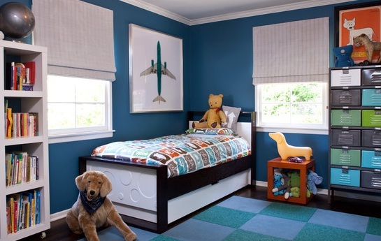foto de dormitorio infantil azul