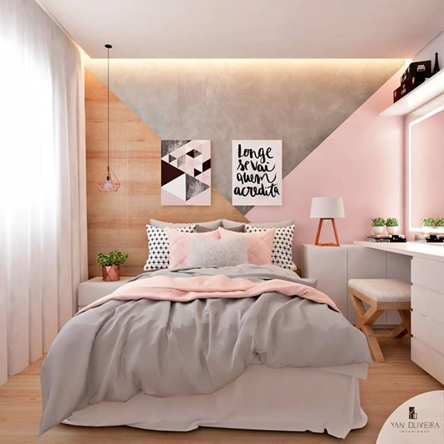 dormitorio decorado en rosa pastel