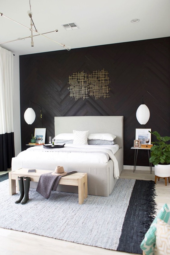 dormitorios con paredes color negro