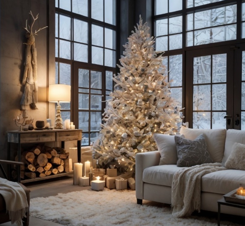 árbol de navidad blanco decorado